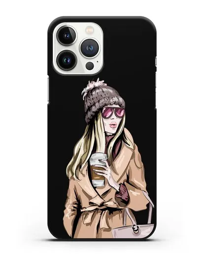 Чехол Девушка блондинка в пальто и кофе в руках силиконовый для iPhone 13 Pro Max