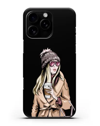 Чехол Девушка блондинка в пальто и кофе в руках силиконовый для iPhone 16 Pro Max