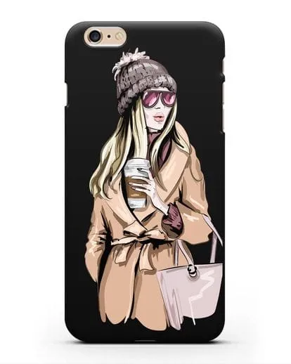 Чехол Девушка блондинка в пальто и кофе в руках силиконовый для iPhone 6s Plus