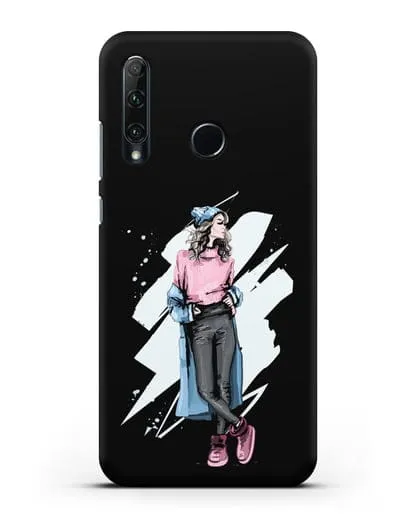 Чехол Девушка шатенка в уггах и пальто силиконовый для Honor 20e