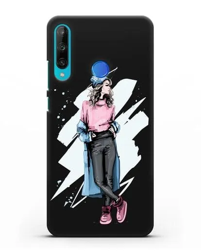 Чехол Девушка шатенка в уггах и пальто силиконовый для Honor 9C