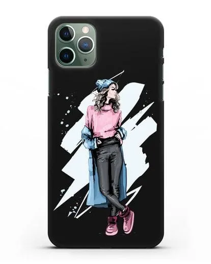 Чехол Девушка шатенка в уггах и пальто силиконовый для iPhone 11 Pro Max