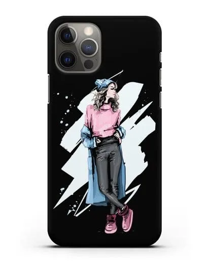 Чехол Девушка шатенка в уггах и пальто силиконовый для iPhone 12 Pro