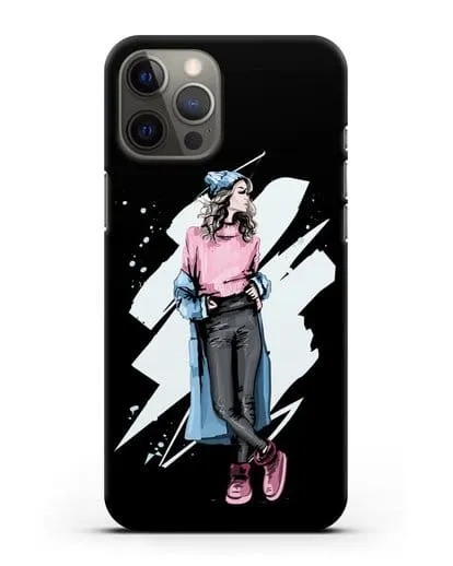 Чехол Девушка шатенка в уггах и пальто силиконовый для iPhone 12 Pro Max