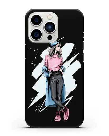 Чехол Девушка шатенка в уггах и пальто силиконовый для iPhone 13 Pro