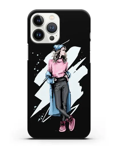 Чехол Девушка шатенка в уггах и пальто силиконовый для iPhone 13 Pro Max