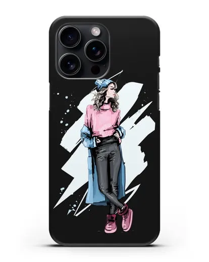 Чехол Девушка шатенка в уггах и пальто силиконовый для iPhone 15 Pro Max