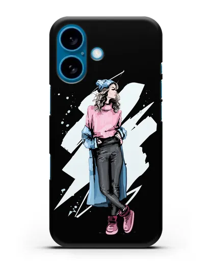 Чехол Девушка шатенка в уггах и пальто силиконовый для iPhone 16