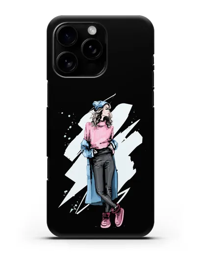 Чехол Девушка шатенка в уггах и пальто силиконовый для iPhone 16 Pro Max