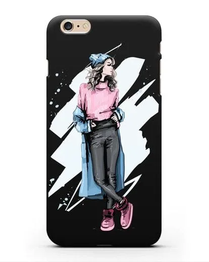 Чехол Девушка шатенка в уггах и пальто силиконовый для iPhone 6s Plus