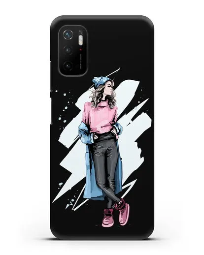 Чехол Девушка шатенка в уггах и пальто силиконовый для Xiaomi Poco M3 Pro