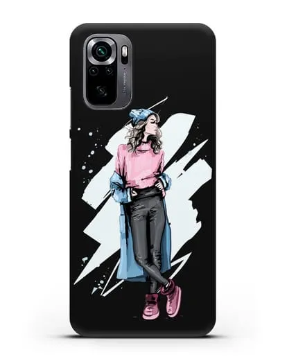 Чехол Девушка шатенка в уггах и пальто силиконовый для Xiaomi Poco M5s