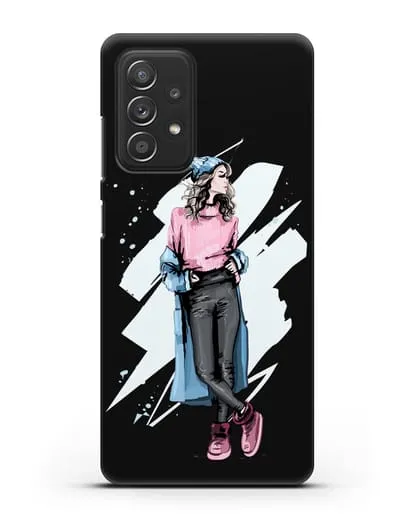 Чехол Девушка шатенка в уггах и пальто силиконовый для Samsung Galaxy A53