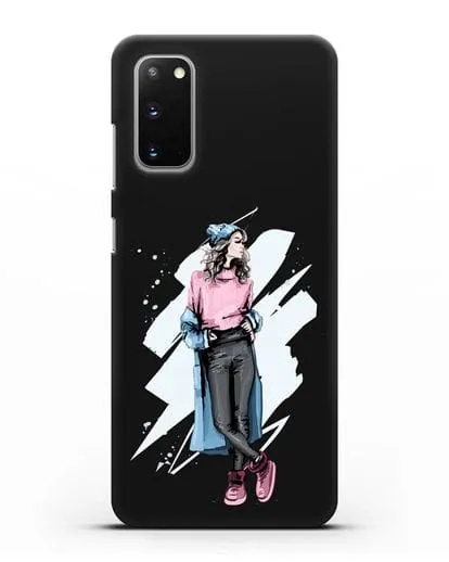 Чехол Девушка шатенка в уггах и пальто силиконовый для Samsung Galaxy S20 [SM-G980F]