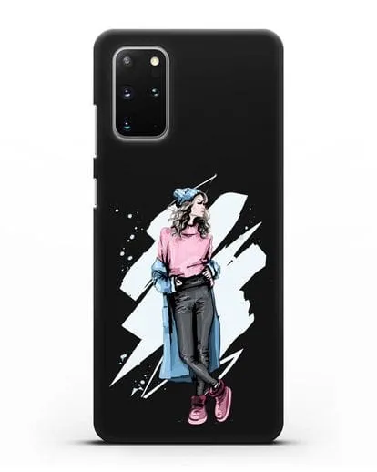 Чехол Девушка шатенка в уггах и пальто силиконовый для Samsung Galaxy S20 Plus [SM-G985F]