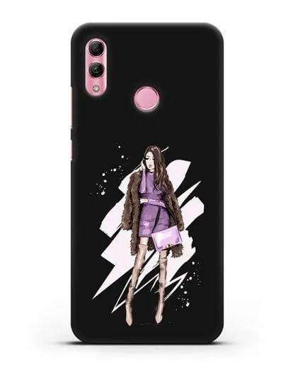 Чехол Девушка шатенка в шубе силиконовый для Honor 10 Lite