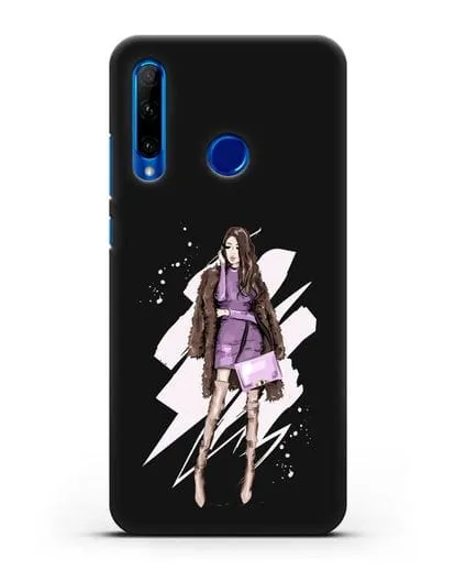 Чехол Девушка шатенка в шубе силиконовый для Honor 10i