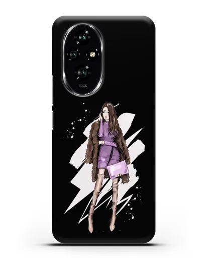 Чехол Девушка шатенка в шубе силиконовый для Honor 200