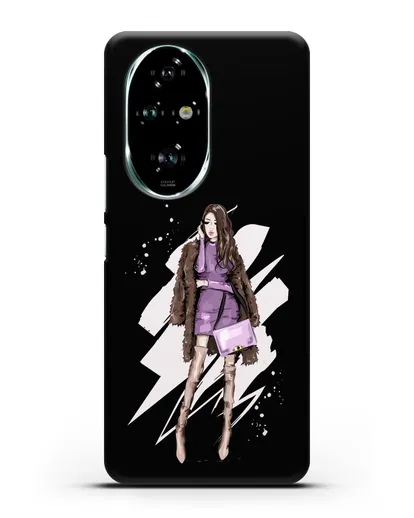 Чехол Девушка шатенка в шубе силиконовый для Honor 200 Pro