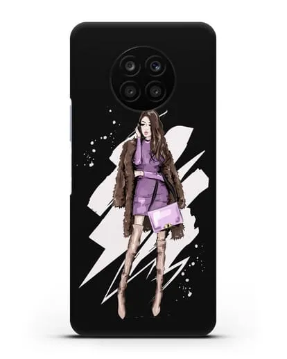 Чехол Девушка шатенка в шубе силиконовый для Honor 50 lite