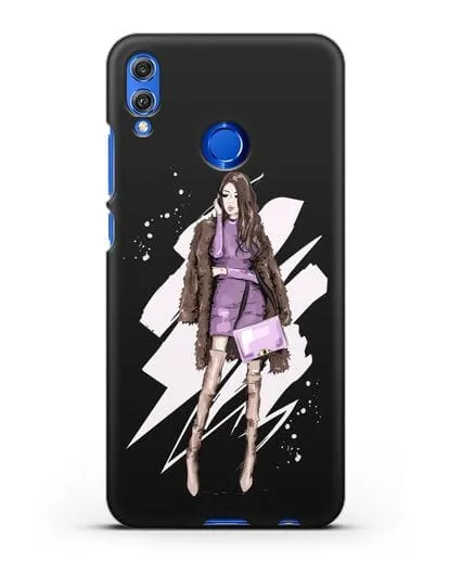 Чехол Девушка шатенка в шубе силиконовый для Honor 8X