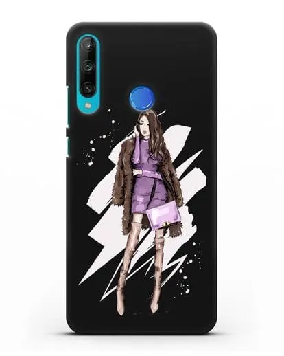 Чехол Девушка шатенка в шубе силиконовый для Honor 9C