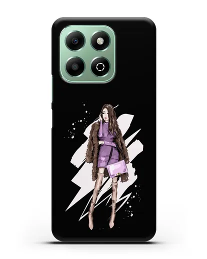 Чехол Девушка шатенка в шубе силиконовый для Honor X6b