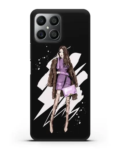 Чехол Девушка шатенка в шубе силиконовый для Honor X8