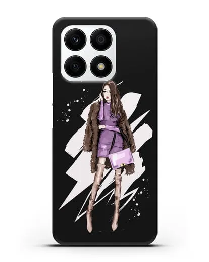 Чехол Девушка шатенка в шубе силиконовый для Honor X8a