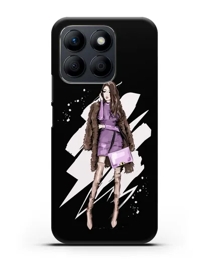 Чехол Девушка шатенка в шубе силиконовый для Honor X8b