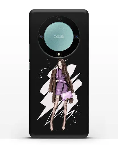 Чехол Девушка шатенка в шубе силиконовый для Honor X9a