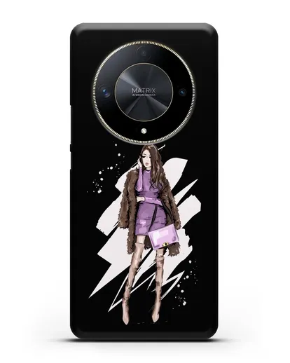 Чехол Девушка шатенка в шубе силиконовый для Honor X9b