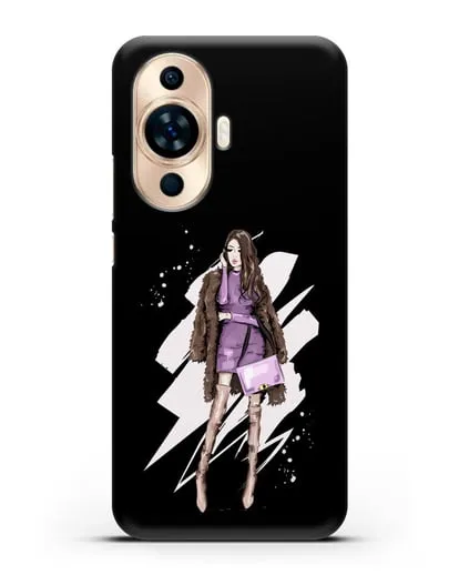 Чехол Девушка шатенка в шубе силиконовый для Huawei Nova 11