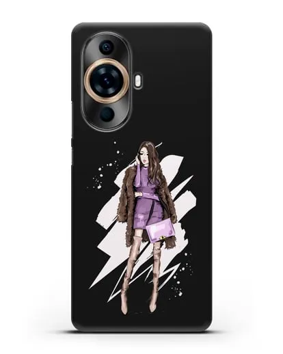 Чехол Девушка шатенка в шубе силиконовый для Huawei Nova 11 Pro