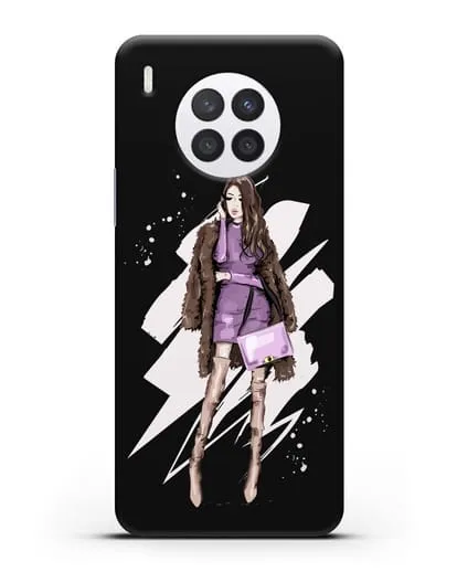 Чехол Девушка шатенка в шубе силиконовый для Huawei Nova 8i