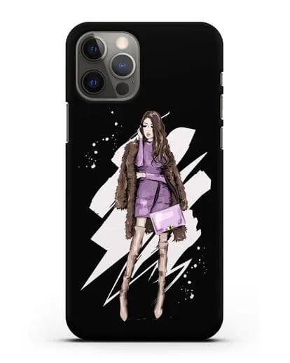 Чехол Девушка шатенка в шубе силиконовый для iPhone 12 Pro