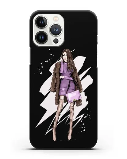 Чехол Девушка шатенка в шубе силиконовый для iPhone 13 Pro Max