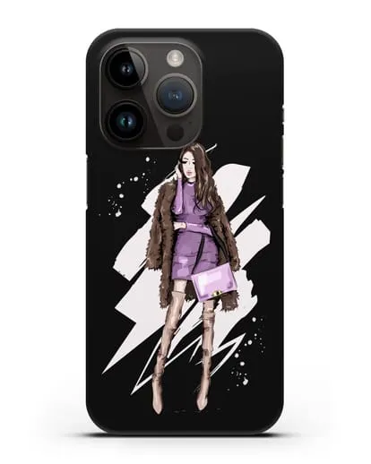 Чехол Девушка шатенка в шубе силиконовый для iPhone 14 Pro