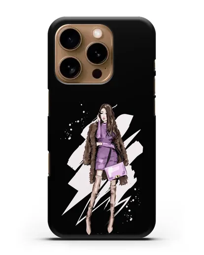 Чехол Девушка шатенка в шубе силиконовый для iPhone 16 Pro