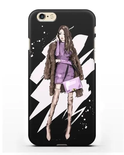 Чехол Девушка шатенка в шубе силиконовый для iPhone 6