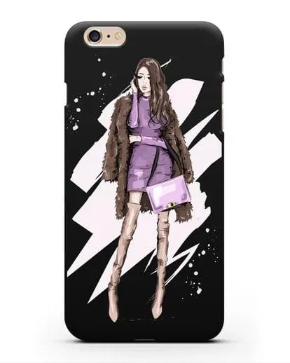 Чехол Девушка шатенка в шубе силиконовый для iPhone 6s Plus