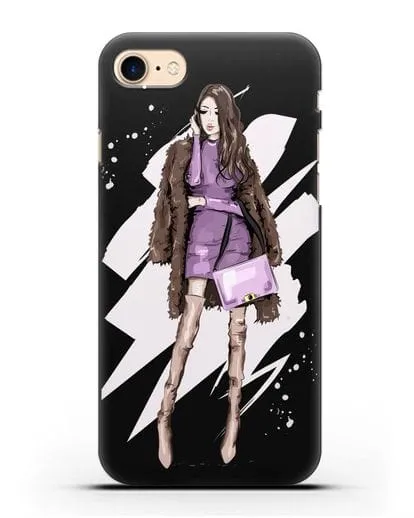 Чехол Девушка шатенка в шубе силиконовый для iPhone 8