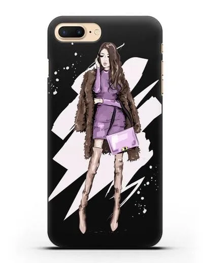 Чехол Девушка шатенка в шубе силиконовый для iPhone 7 Plus