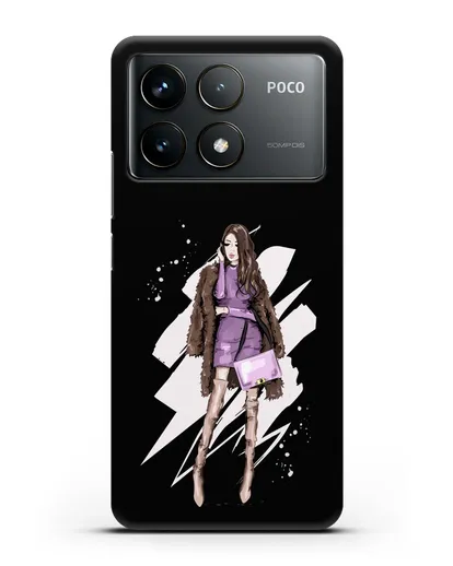 Чехол Девушка шатенка в шубе силиконовый для Xiaomi Poco F6 Pro