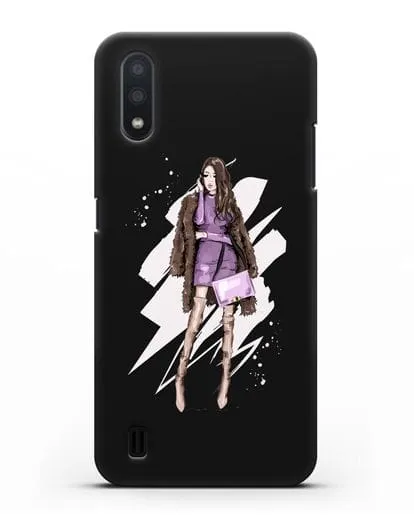 Чехол Девушка шатенка в шубе силиконовый для Samsung Galaxy A01 [SM-A015F]