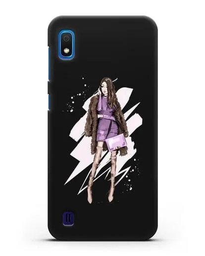Чехол Девушка шатенка в шубе силиконовый для Samsung Galaxy A10 [SM-A105F]