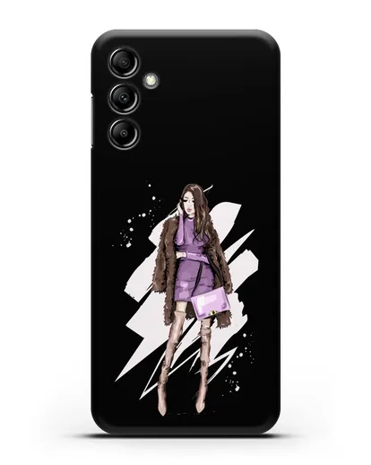 Чехол Девушка шатенка в шубе силиконовый для Samsung Galaxy A14 [SM-A145]