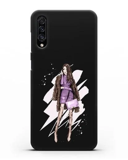 Чехол Девушка шатенка в шубе силиконовый для Samsung Galaxy A30s [SM-A307FN]