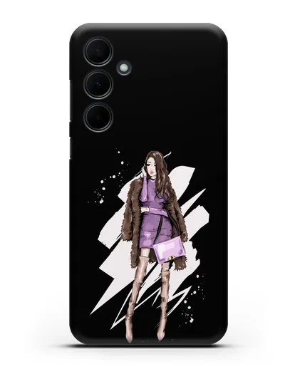 Чехол Девушка шатенка в шубе силиконовый для Samsung Galaxy A35 [SM-A356]