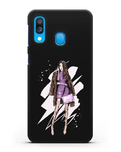 Чехол Девушка шатенка в шубе силиконовый для Samsung Galaxy A40 [SM-A405F]